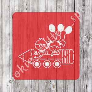 Трафарет + вырубка "Дети на карандаше"