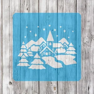 Трафарет "Новогодние домики"