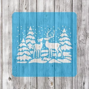 Трафарет "Олени в лесу"