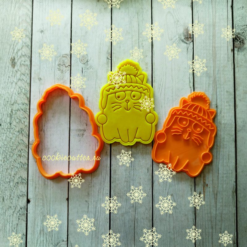 Вырубка со штампом "Кот в шапке"