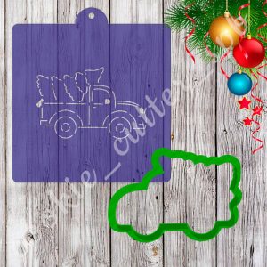 Трафарет + вырубка "Грузовик с ёлкой"