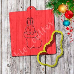 Вырубка с трафаретом "Кролик в носке"