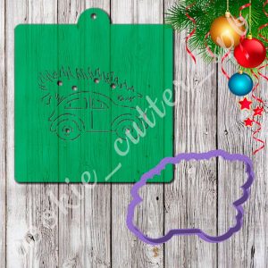 Трафарет + вырубка "Машина с ёлкой"