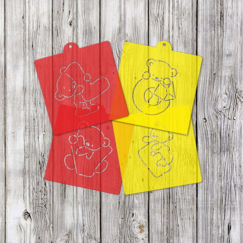 Набор трафаретов с вырубками "Мишки Love"