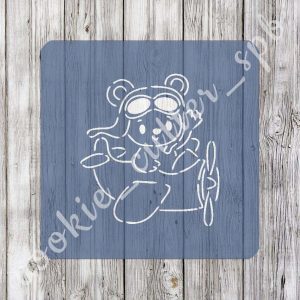 Трафарет + вырубка "Мишка лётчик"