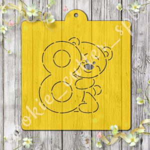 Трафарет + вырубка "Мишка с 8"
