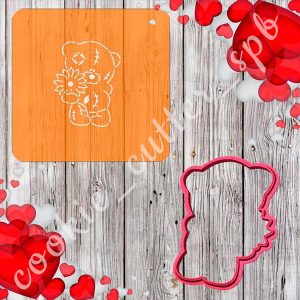 Трафарет с вырубкой "Мишка с цветком"