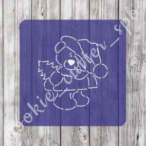 Трафарет + вырубка "Мишка с елкой"