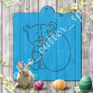 Трафарет + вырубка "Мишка с яйцом"