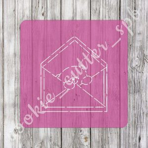 Трафарет + вырубка "Мишка в конверте"