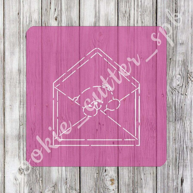 Трафарет + вырубка "Мишка в конверте"