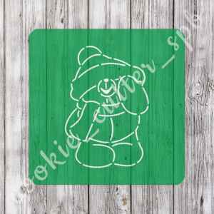 Трафарет + вырубка "Мишка в шапке"