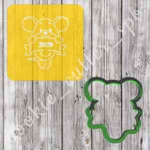 Трафарет + вырубка "Мышонок с лентой"