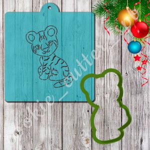 Трафарет + вырубка "Сидящий Тигренок"