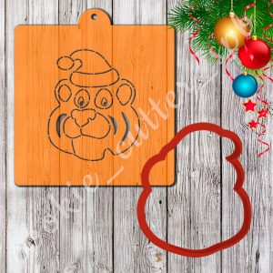 Трафарет + вырубка "Тигр в шапке"