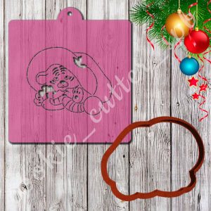 Трафарет + вырубка "Тигрёнок с шапкой"