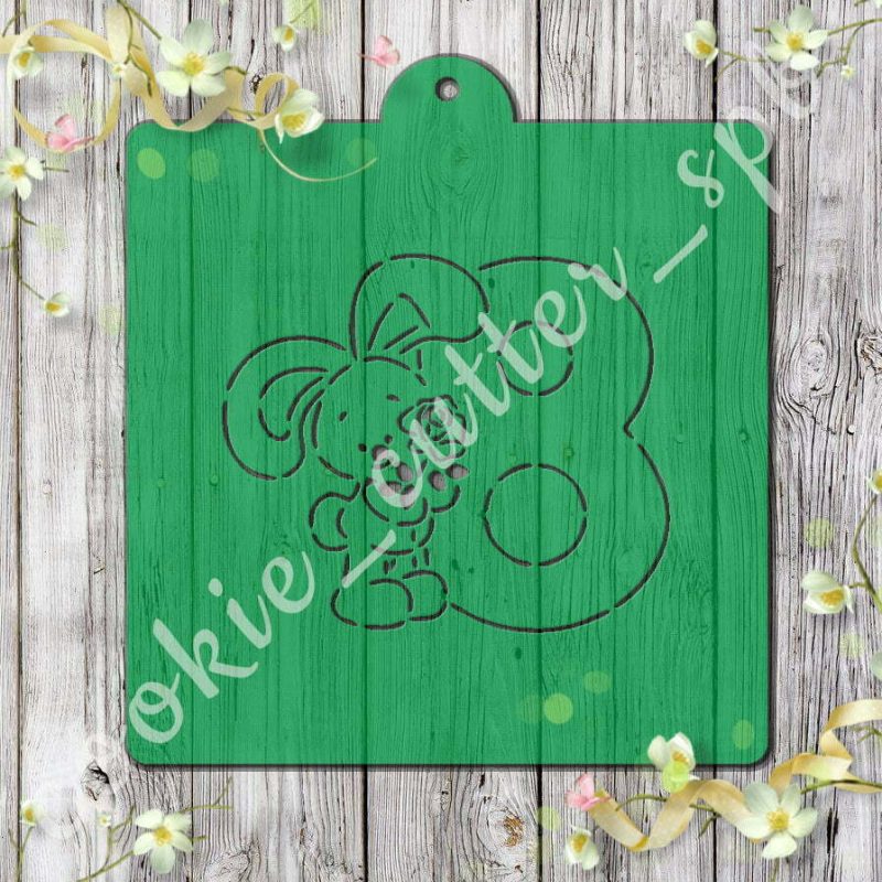 Трафарет + вырубка "Зайка с 8"