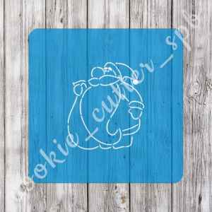 Трафарет + вырубка "Дед Мороз с мешком №2"