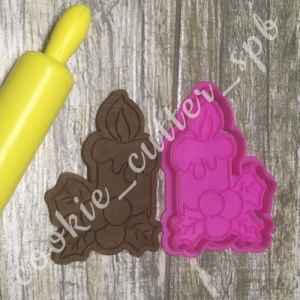 Вырубка + штамп "Рождественская свеча"