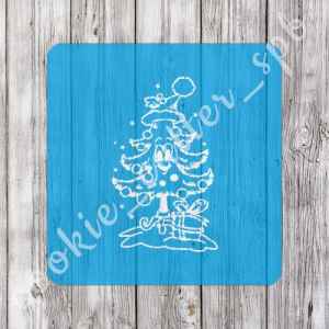 Трафарет с вырубкой «Елка в шапке»